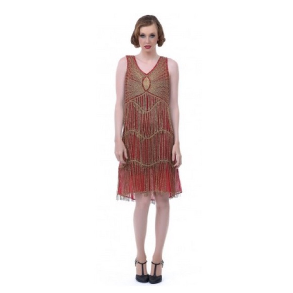 Unique Vintage brand 1920s flapper red dress.